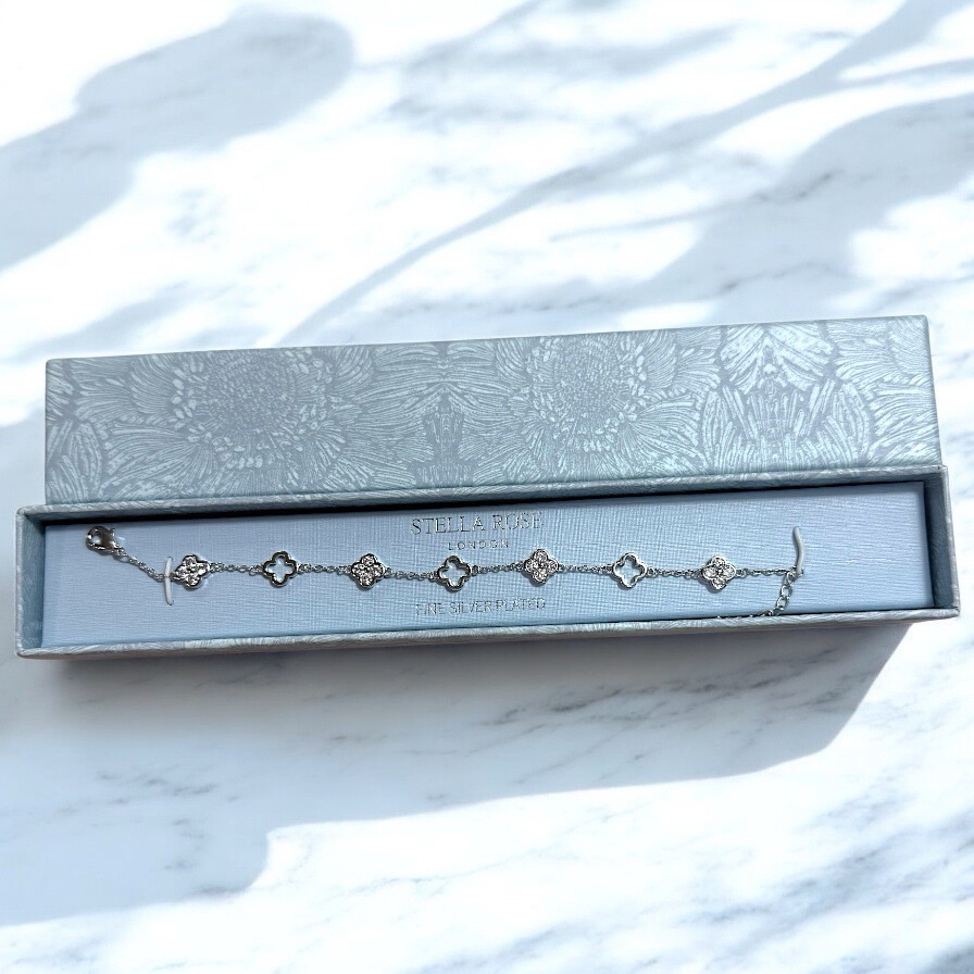 Women's Silver Clover Bracelet Boxed